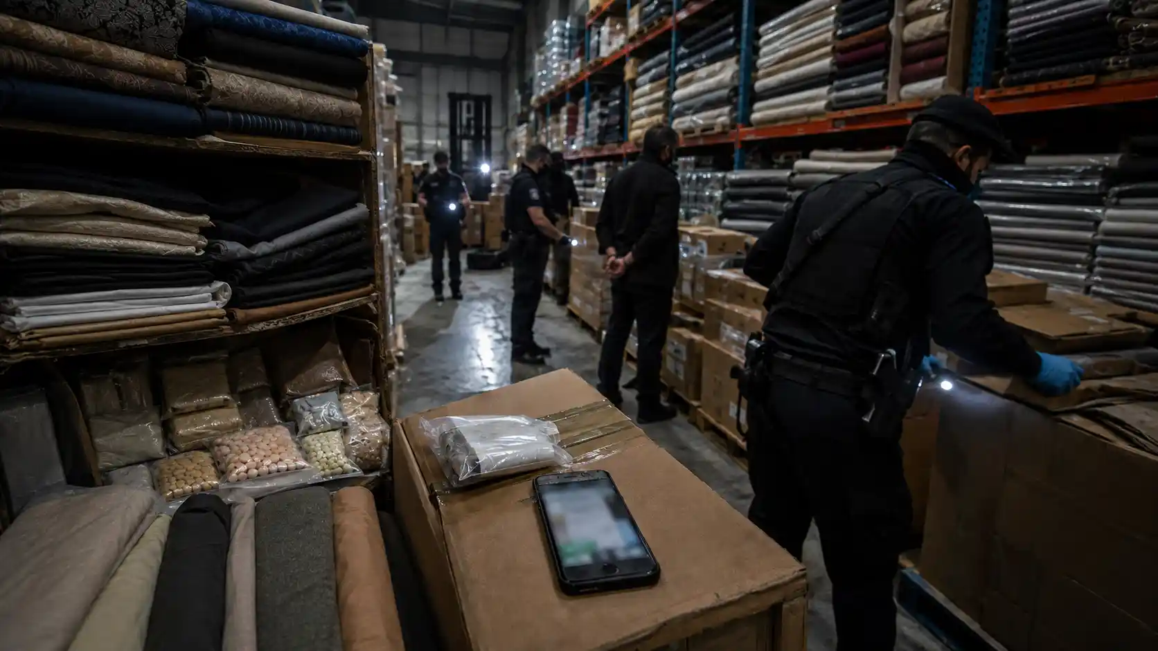 Warehouse Raid Among Textiles
