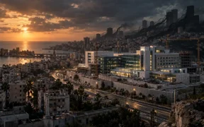 Dusk Over the Coastal Hospital City