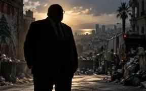 Silhouetted Authority Over City Cleanup