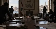 Tense Council Chamber Overlooking the Harbor