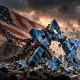 Broken Star of David Beneath a Tattered Flag