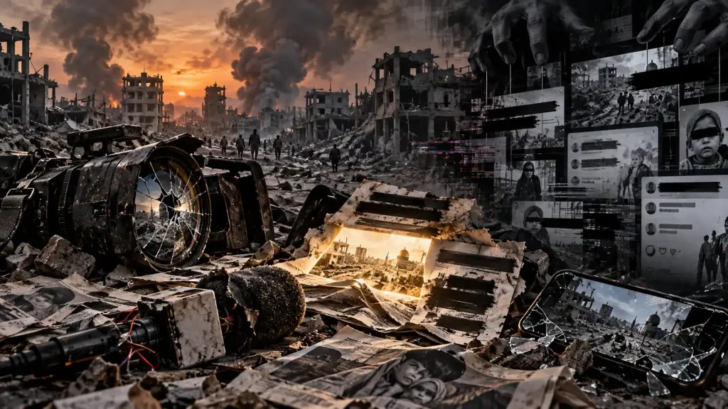Censored Truth Amid Urban Ruins
