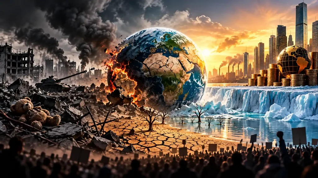 Cracked Earth Between Fire and Ice