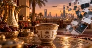 Golden Finjan Amidst Riyadh Sunset