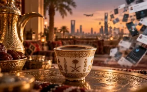 Golden Finjan Amidst Riyadh Sunset