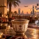 Golden Finjan Amidst Riyadh Sunset