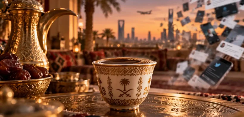 Golden Finjan Amidst Riyadh Sunset