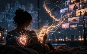 Neon AI Heart in a Quiet Room