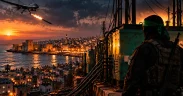 Sunset Over the Fortified Harbor