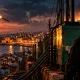 Sunset Over the Fortified Harbor