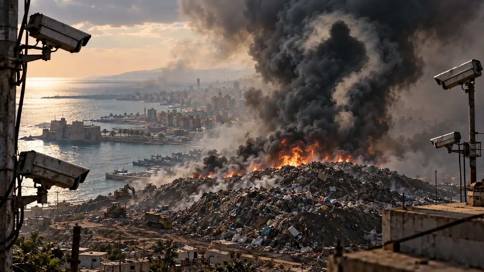 Surveillance Over the Burning Harbor