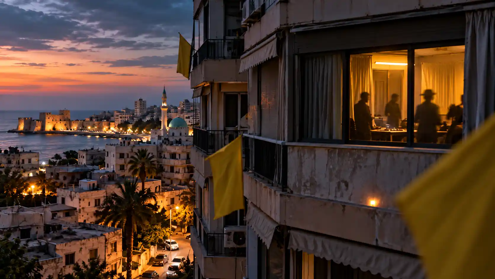 Twilight Coastal City Silhouettes